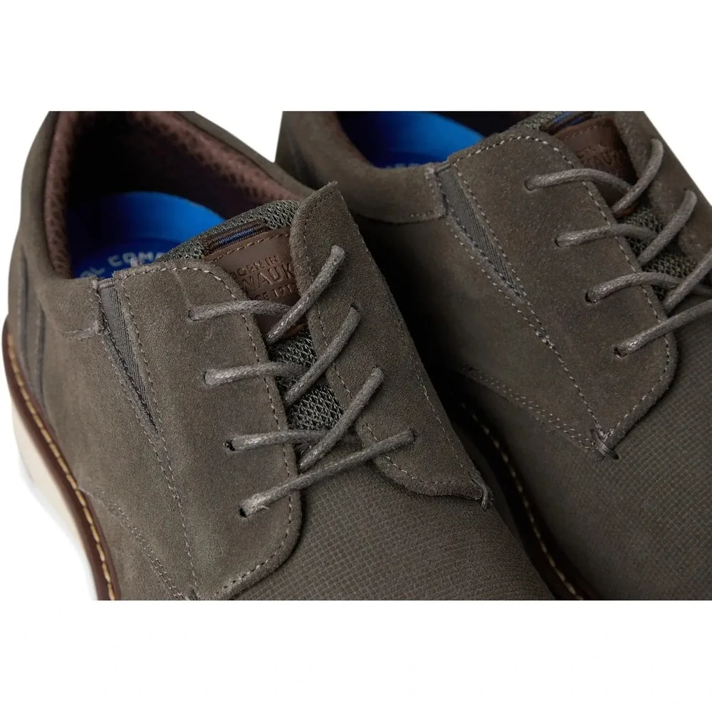 Nunn Bush Griff Plain Toe Oxford Mens 12 W Grey Suede Lace Up Shoes